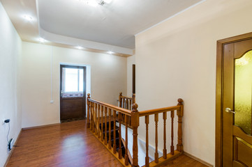 Russia, Moscow- July 06, 2019: interior room apartment. standard repair decoration in hostel. stairs, steps
