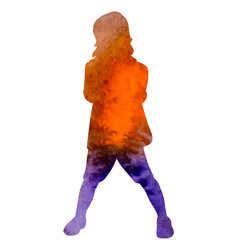 watercolor silhouette of a child, a girl dancing
