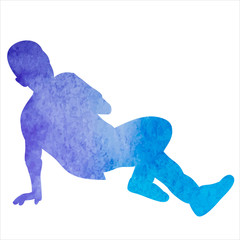  white background, watercolor silhouette of a man, guy dancing