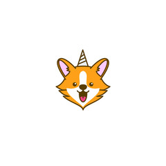 cute corgi dog head logo icon design vector illustration