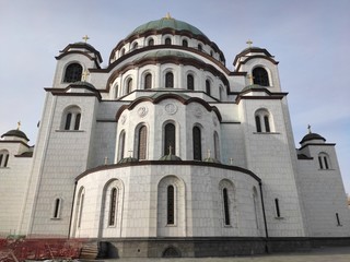 Fototapeta na wymiar Orthodox Saint Sava Temple Belgrade white facade