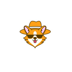 cute corgi dog head logo icon design vector illustration