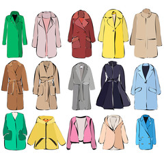 white background, autumn women coat set