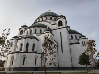 Fototapeta na wymiar Orthodox Saint Sava Temple Belgrade white facade