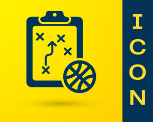 Blue Planning strategy concept icon isolated on yellow background. Basketball cup formation and tactic. Vector Illustration