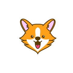 cute corgi dog head logo icon design vector illustration