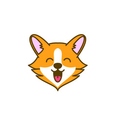 cute corgi dog head logo icon design vector illustration