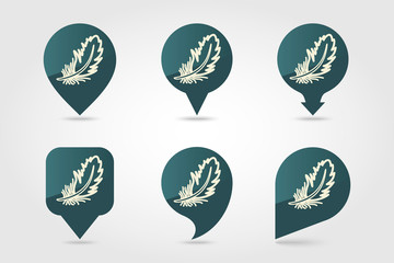 Feather vector pin map icon