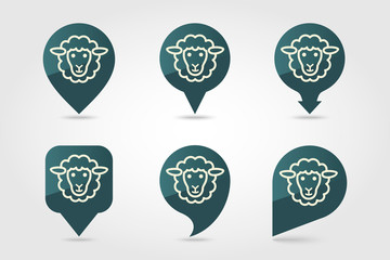 Sheep vector pin map icon. Animal head