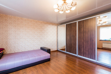 Russia, Moscow- July 08, 2019: interior room apartment. standard repair decoration in hostel