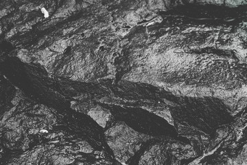 black and white close up of a rock 