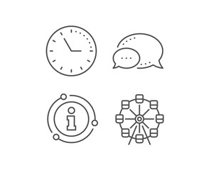 Ferris wheel line icon. Chat bubble, info sign elements. Amusement park sign. Carousels symbol. Linear ferris wheel outline icon. Information bubble. Vector
