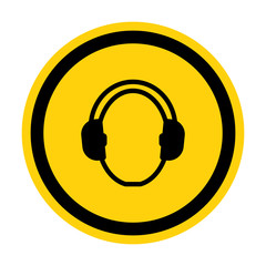 Symbol Wear hearing protection Isolate On White Background,Vector Illustration EPS.10