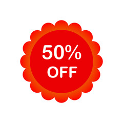 Sale and discount label. 50% Off Promotion Sale. 50 percent off. Vector illustration.