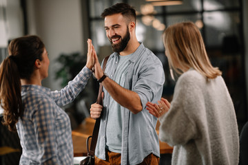 Successful teamwork. Business people in office. 