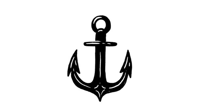 Hand drawn animation of a ship anchor