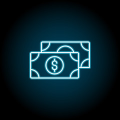 Dollars blue neon icon. Simple thin line, outline vector of saving money icons for ui and ux, website or mobile application