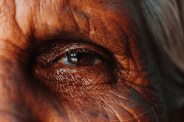 Closeup shot of the eye of an old lady