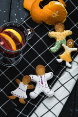 Fototapeta na wymiar Cookies with fruit tea on a wooden background