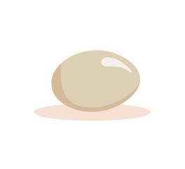 One whole egg lies. white isolated background, flat design