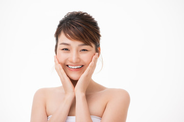 Beautiful Young asian Woman with Clean Fresh Skin look.