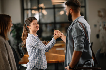 Successful teamwork. Business people in office.