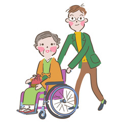 親子で初詣　イラスト