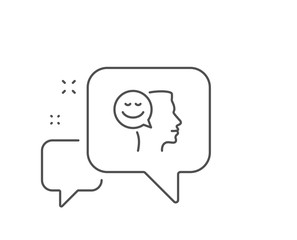 Positive thinking line icon. Chat bubble design. Human communication symbol. Smile chat sign. Outline concept. Thin line good mood icon. Vector