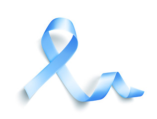 Satin blue ribbon over transparent background. Realistic medical symbol for prostate cancer awareness month in november.