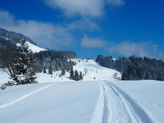 Fototapeta na wymiar Winterwanderung in den Chiemgauer Alpen