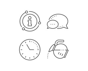 Coffee pot line icon. Chat bubble, info sign elements. Hot drink sign. Tea glass mug symbol. Linear coffee pot outline icon. Information bubble. Vector