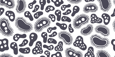 bacteria virus doodle seamless pattern, minimalism