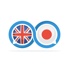 Illustrated icons with English and Japanese communication concepts
