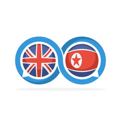 Illustrated icons with English and North Korean communication concepts