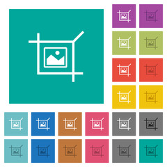 Crop picture square flat multi colored icons