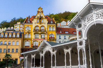 city views Karlovy Vary autumn. Czech Republic. Resort. Carlsbad. Thermal source. Colonade
