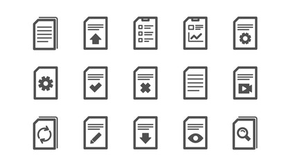 Document icons. Report, Checklist and Download file. Read message classic icon set. Quality set. Vector