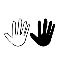 Fototapeta na wymiar hand palm icon illustration with hand drawn doodle style vector isolated