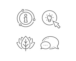 Idea lamp line icon. Chat bubble, info sign elements. Mouse cursor sign. Light bulb symbol. Linear energy outline icon. Information bubble. Vector