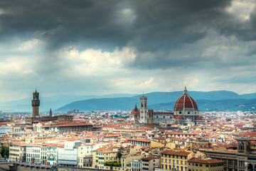 Fototapeta na wymiar Dark clouds over Florence