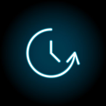 Counterclockwise rotation blue neon icon. Simple thin line, outline vector of time icons for ui and ux, website or mobile application