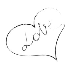 Black heart love illustration. Valentine day. Line art heart