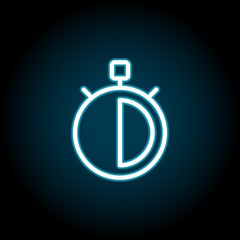Half an hour blue neon icon. Simple thin line, outline vector of time icons for ui and ux, website or mobile application