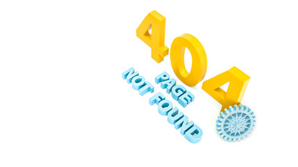Internet 404 error page not found with gear wheel. Website under construction. Webpage maintenance, error 404, page not found message, technical problem