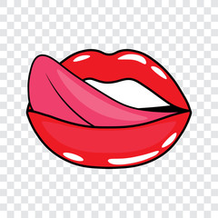 Red lips and tongue, vector illustration.