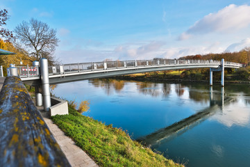ingolstadt donau river pedestrian bridge bavaria germany