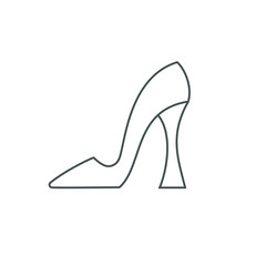 Female shoe with high heel. Elegant black slipper with spike heel on while background. Vector illustration. Good for wrapping, print, wallpaper.
