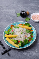 Traditional stir fry noodles with vegetables