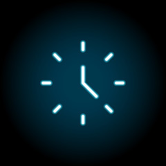 Wall clock blue neon icon. Simple thin line, outline vector of time icons for ui and ux, website or mobile application