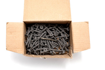 Screws still life large self tapping screws on white background